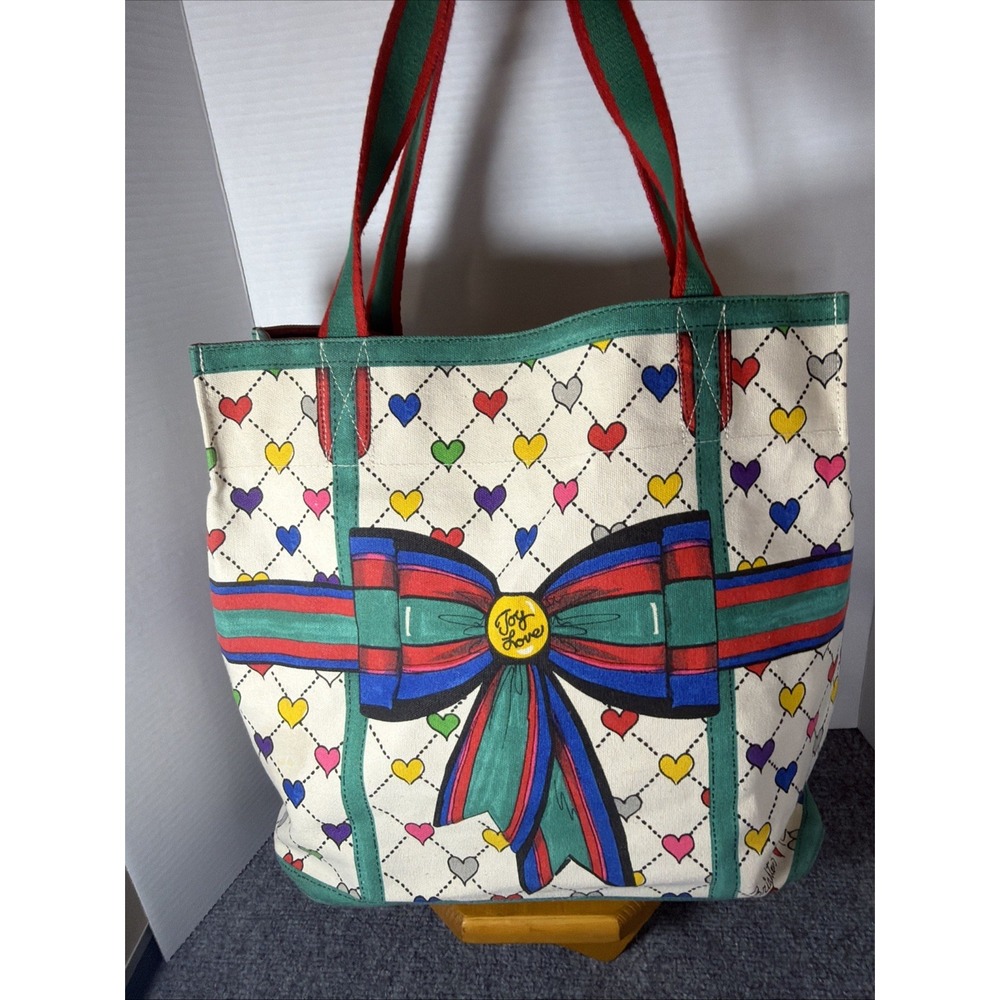 Retired Brighton Love & Joy Canvas Tote Bag Multicolor Hearts Collectible